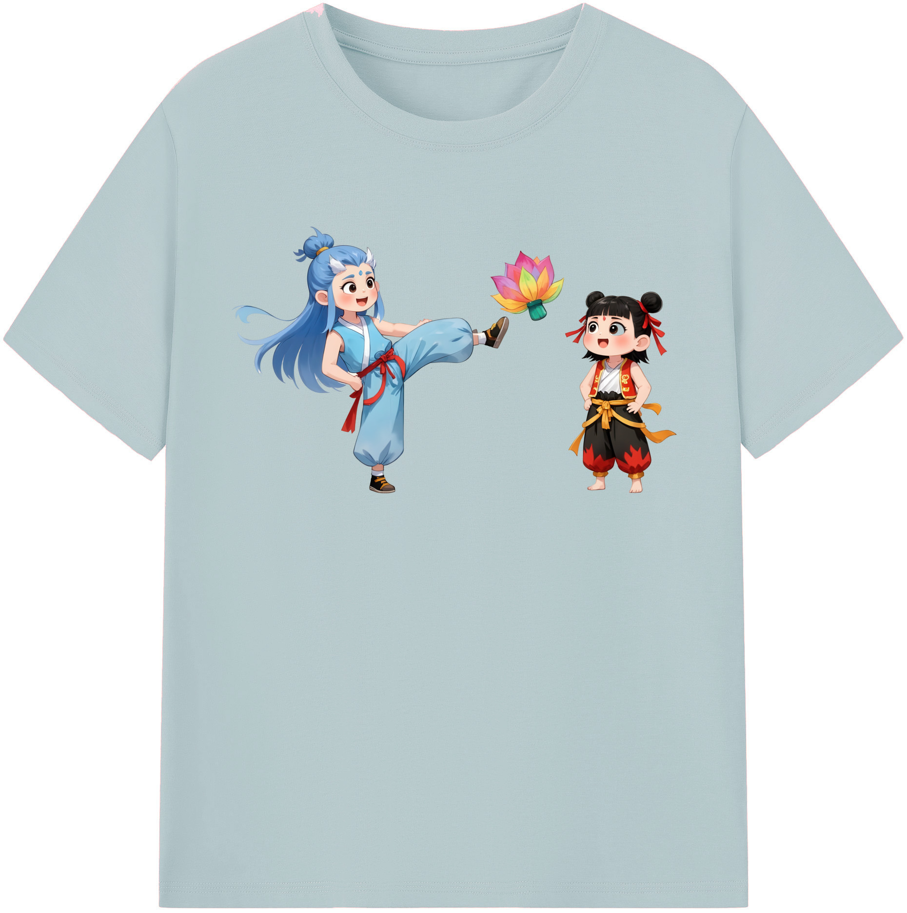 （画像用） Ne Zha 2 ナタ 魔童の大暴れ 綿100％半袖Tシャツ（フロントプリント）